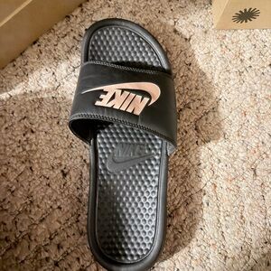 Nike Black Slide with Rose Gold Swoosh